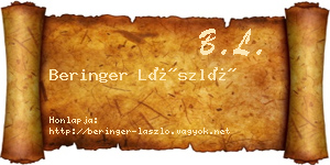 Beringer László névjegykártya